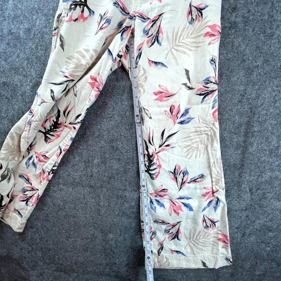 Briggs New York Pants Womens Small Beige Tropical Linen Blend Wide Leg Pull On - Picture 6 of 9